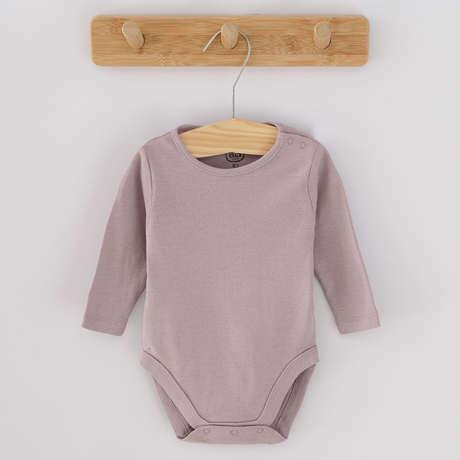 White lilac and brown long sleeve bodysuit with birds print- 3 pack