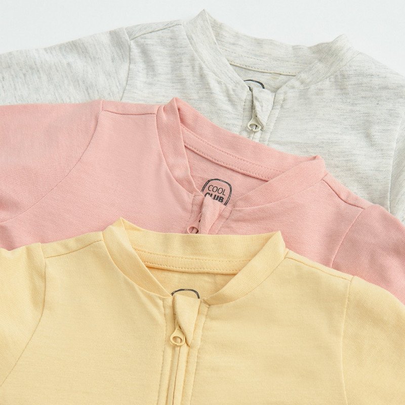 Mix color long sleeve sleepsuit 3-pack