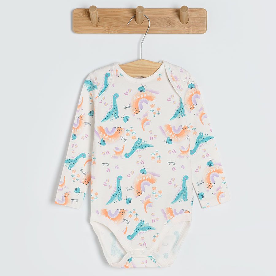 White pastel color long sleeve bodysuits- 3 pack