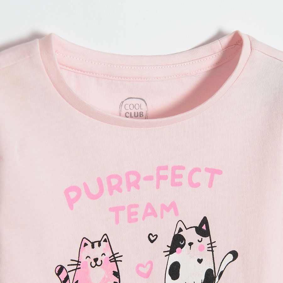 Pink long sleeve pyjamas with kittens print