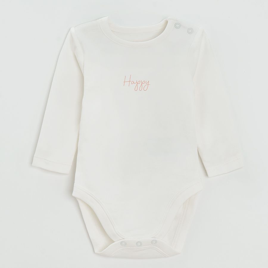 White and pink long sleeve bodysuits- 3 pack