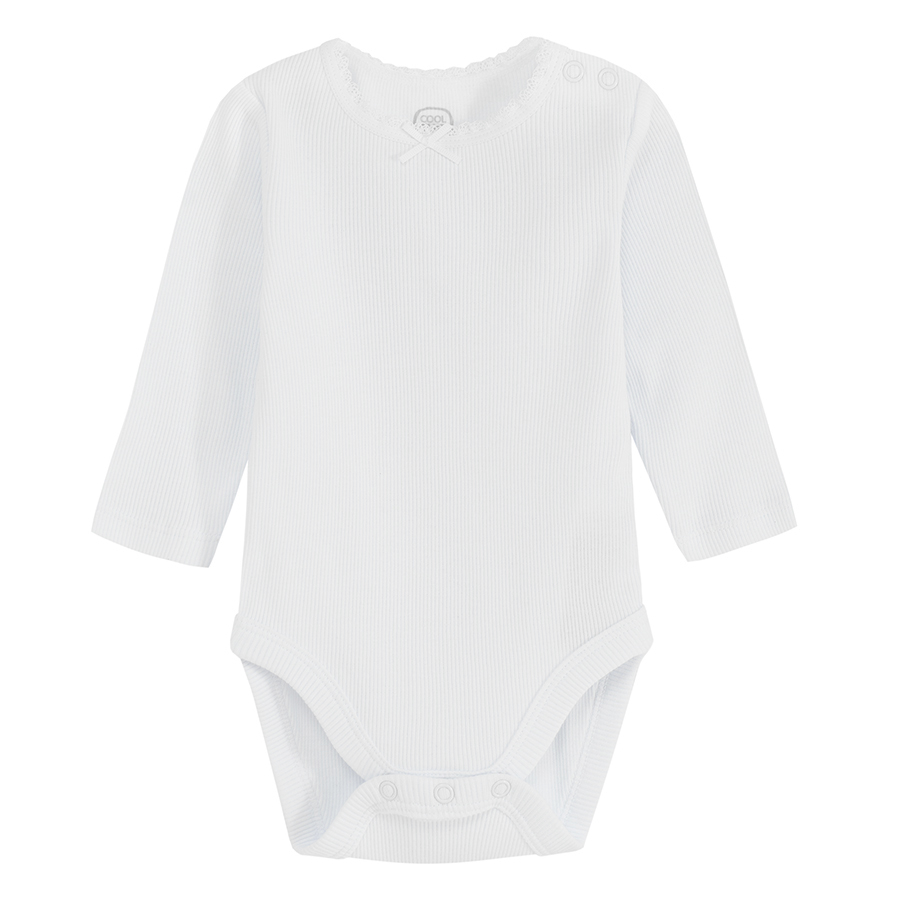White and pink long sleeve bodysuits- 2 pack