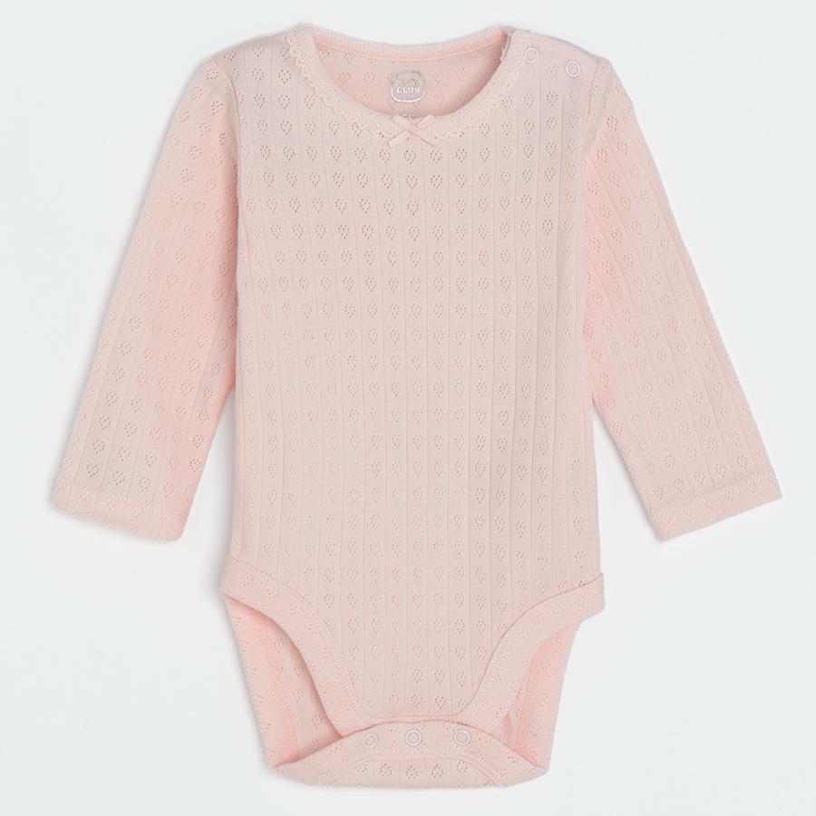 Light pink, white and pink long sleeve bodysuits- 3 pack