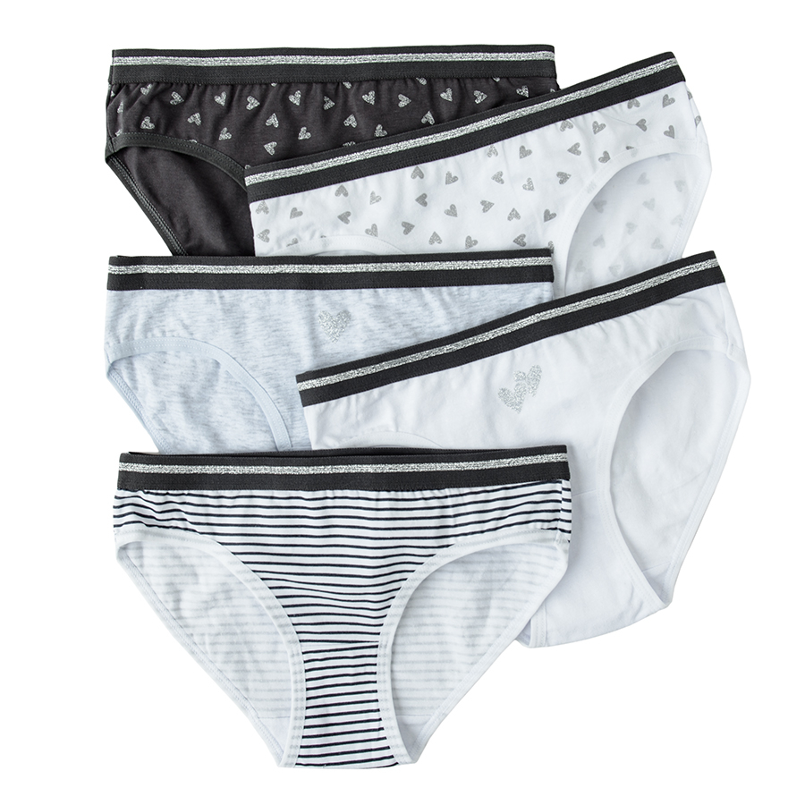 White and grey briefs- 5 pack