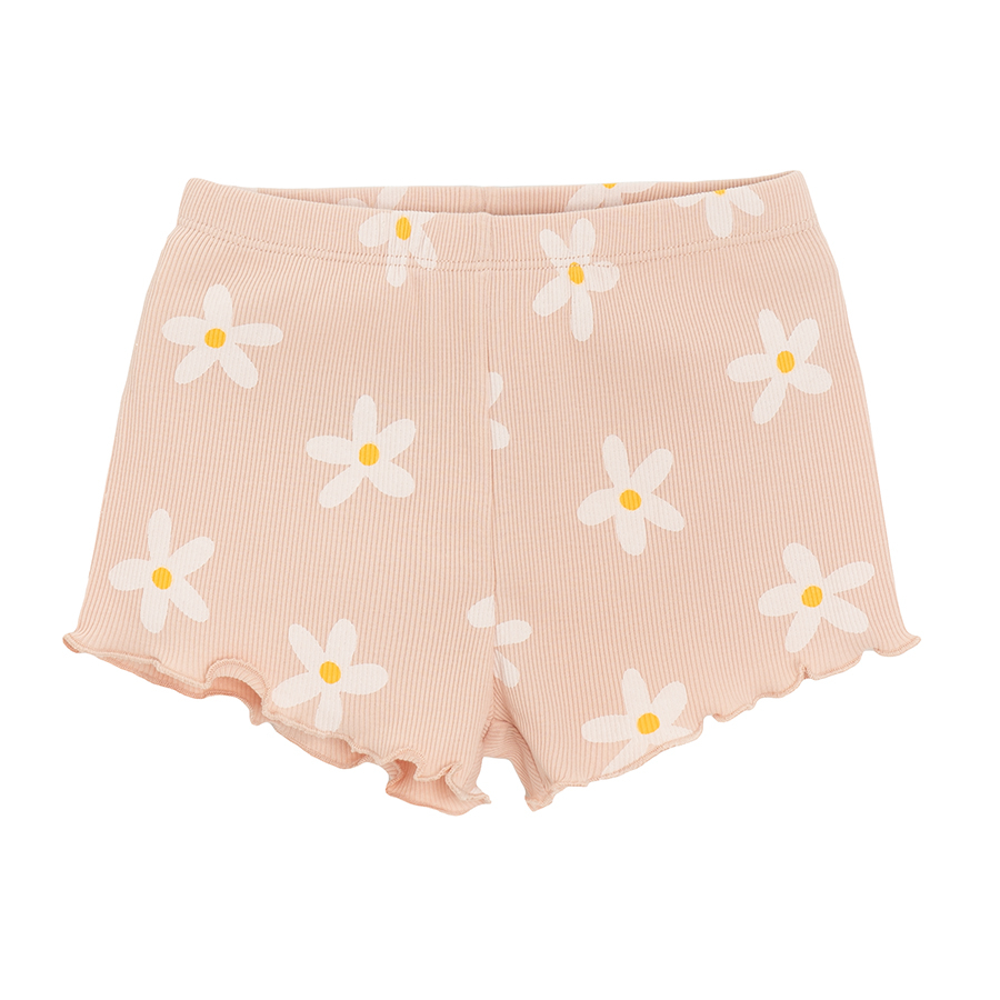 Light pink short sleeve and shorts pyjamas with daisies print