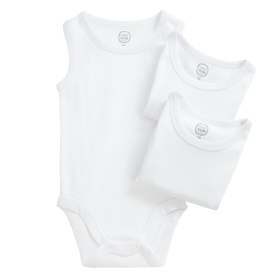 White sleeveless bodysuits- 3 pack
