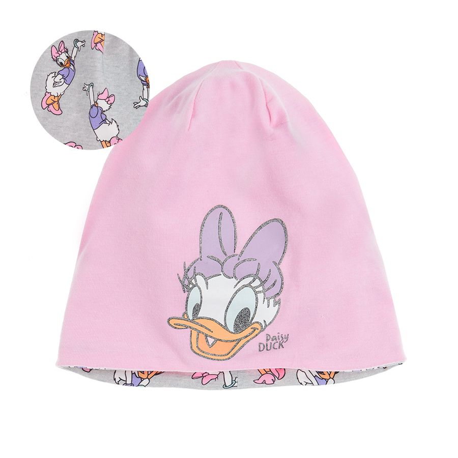 Σκούφος γκρι ροζ με στάμπα Daisy Duck