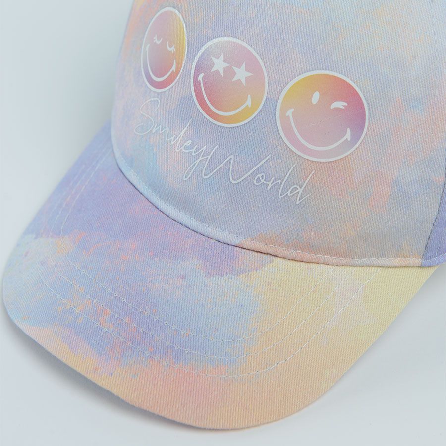 Blue jockey hat with smiley emojis