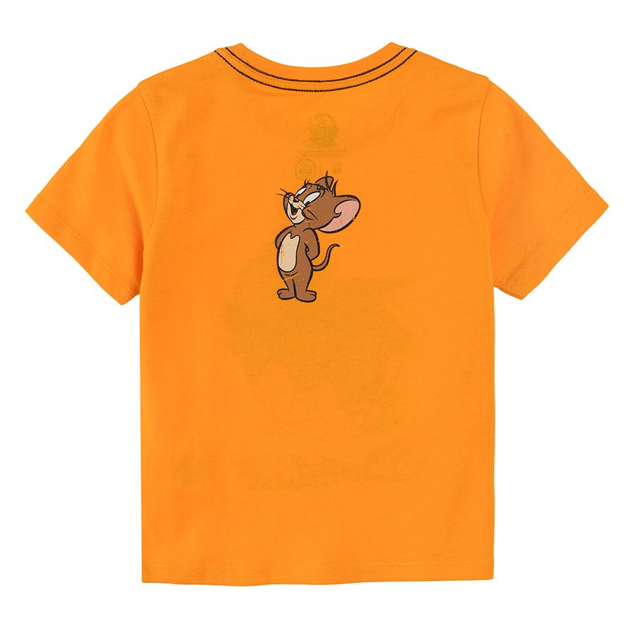 Μπλούζα κοντομάνικη πορτοκαλί με στάμπα Tom & Jerry