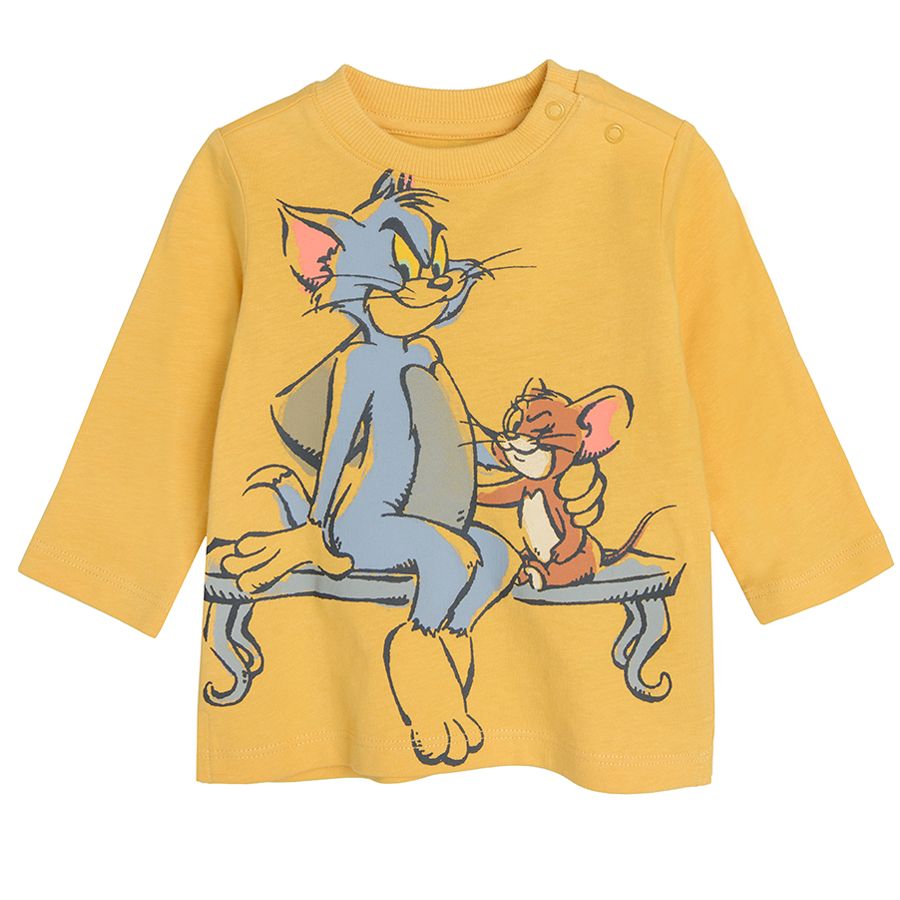 Μπλούζα μακρυμάνικη κίτρινο με στάμπα "Tom & Jerry"