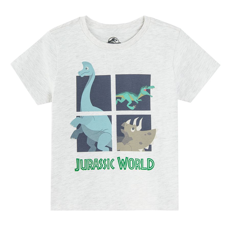 Beige melange Jurassic World short sleeve blouse