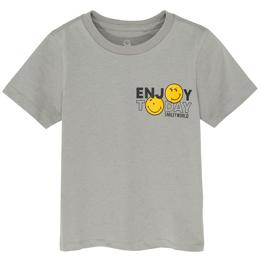 Μπλούζα κοντομάνικη γκρι με στάμπα Enjoy today