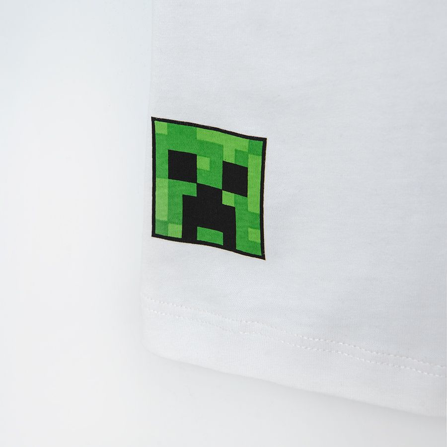 Μπλούζα κοντομάνικη μαύρη λευκή με στάμπα Minecraft