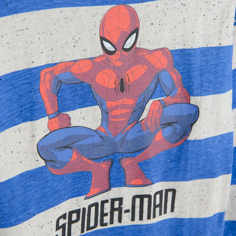 Μπλούζα μακρυμάνικη ριγέ γαλάζιο λευκό με στάμπα Spiderman
