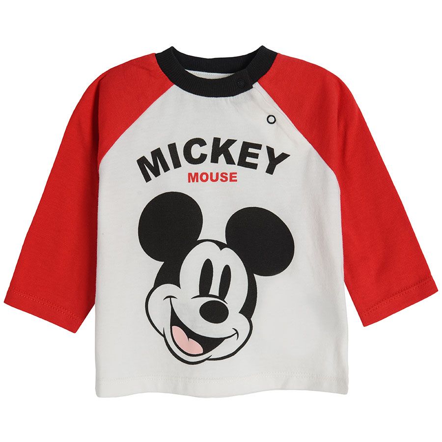 Mickey Mouse long sleeve white T-shirt with red sleeves