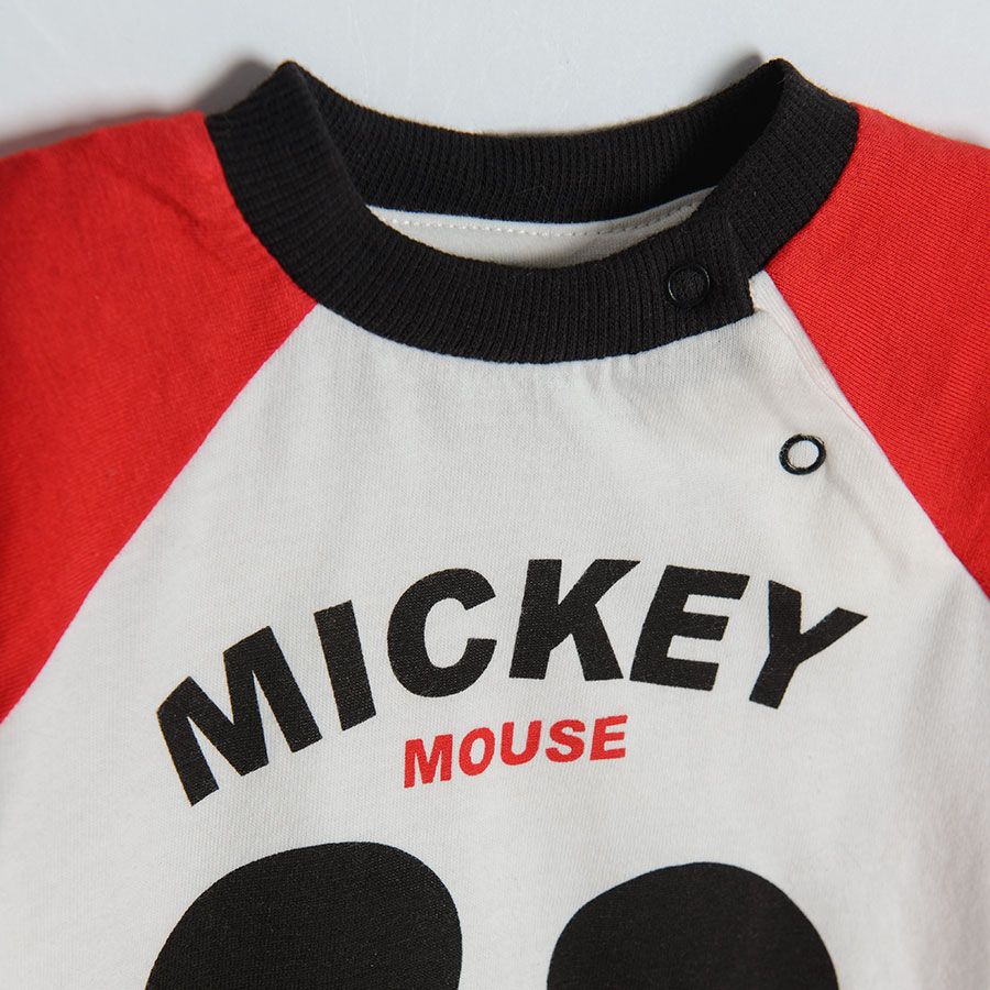 Μπλούζα μακρυμάνικη λευκό και κόκκινο με στάμπα Mickey Mouse