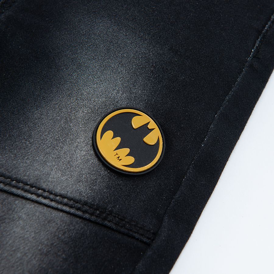 Batman grey denim trousers with decorative suspenders