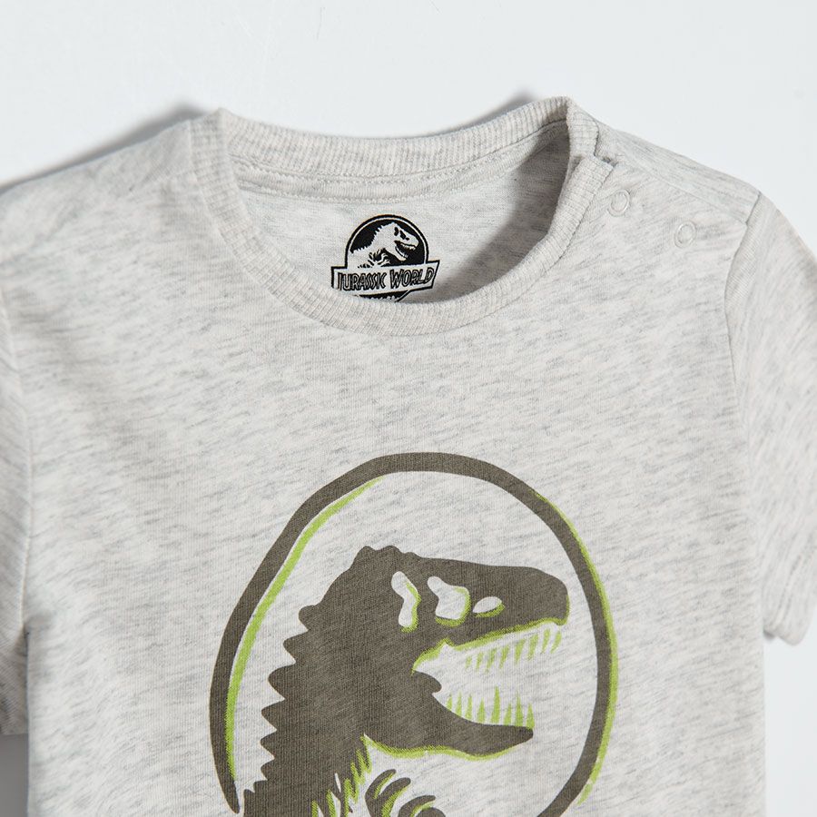 Μπλουζάκι κοντομάνικο γκρι με στάμπα Jurassic Park