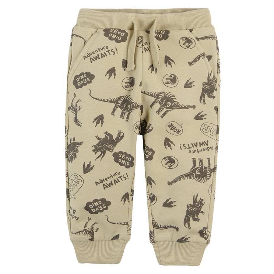 Jurassic World grey and khaki jogging pants with adjustable waist- 2 pack