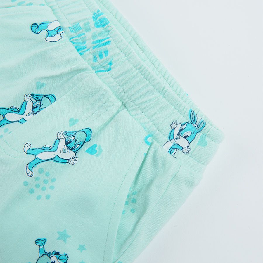 Looney Tunes turquoise shorts with elastic waist