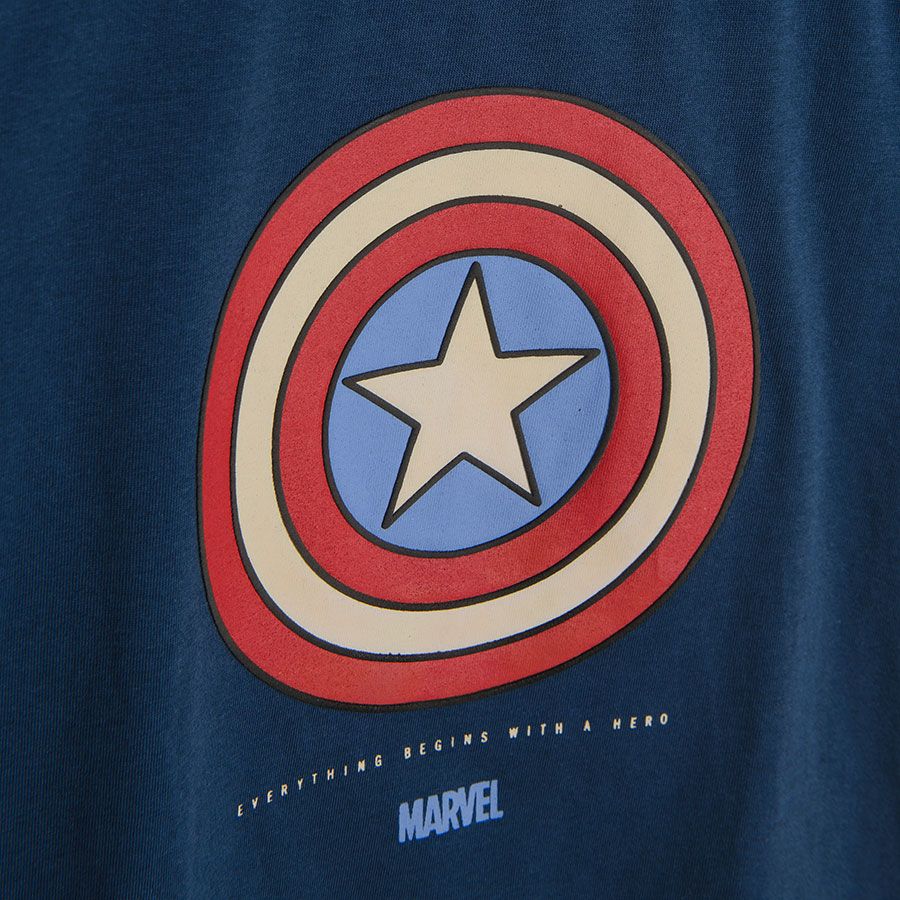 Μπλούζα μπλε κοντομάνικη με στάμπα Captain America