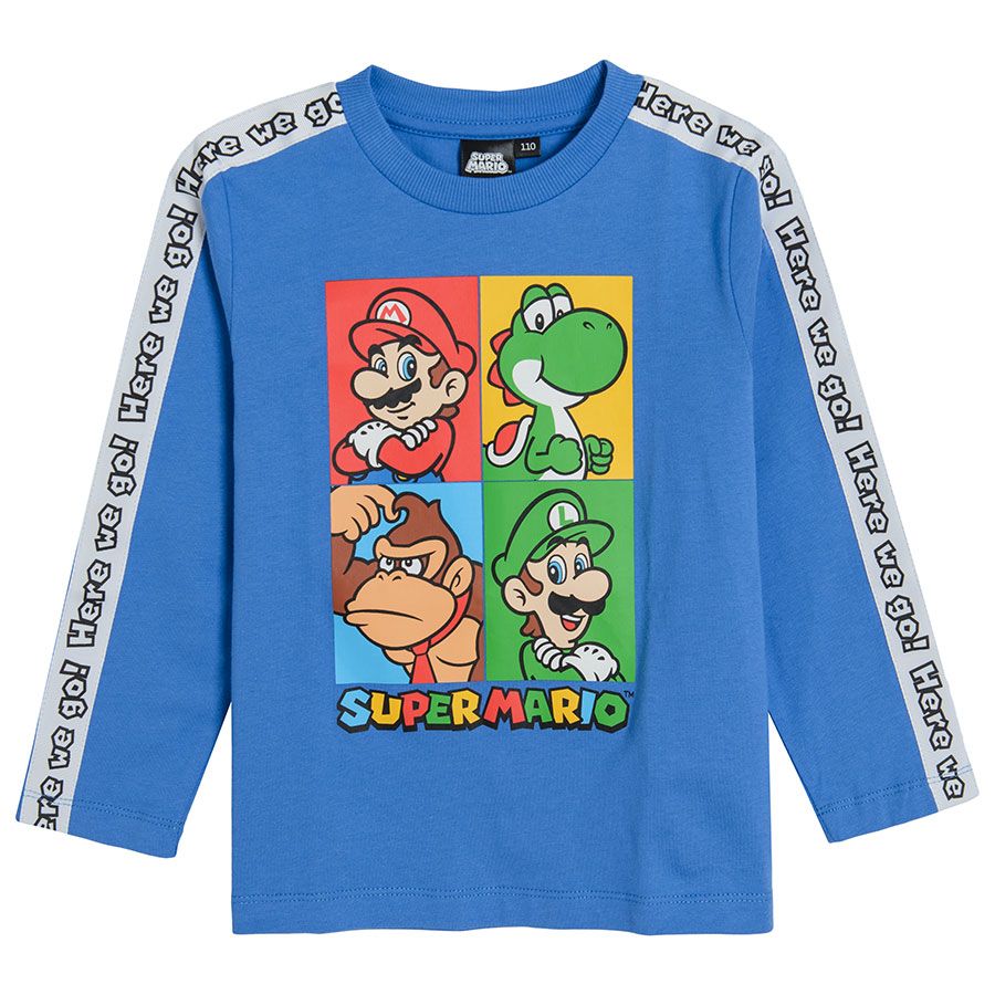 Μπλούζα μακρυμάνικη μπλε με στάμπα Super Mario