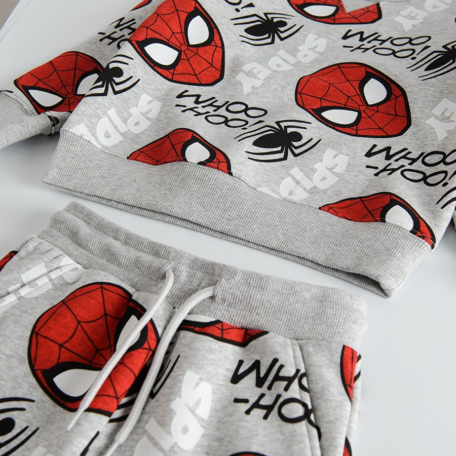 Σετ φούτερ και φόρμα γκρι με στάμπα Spiderman
