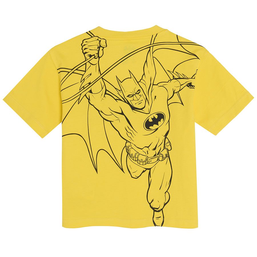 Σετ μπλούζα κοντομάνικη κίτρινη με στάμπα Batman και μαύρο σορτς