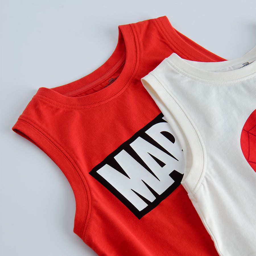 MARVEL and Spiderman white and red sleeveless T-shirts - 2 pack
