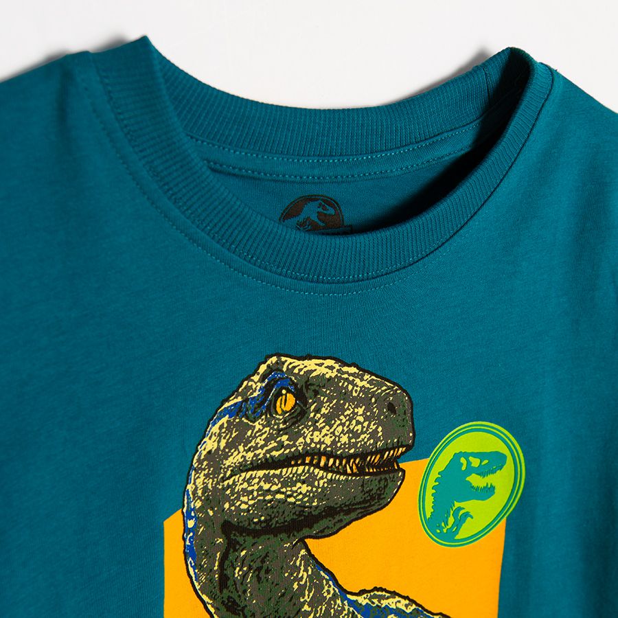 Jurassic World turquoise short sleeve T-shirt with dinosaur print