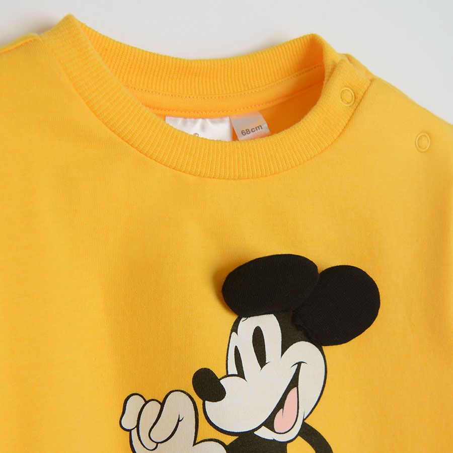 Φούτερ κίτρινο με στάμπα Mickey Mouse με κεντημένα αυτάκια