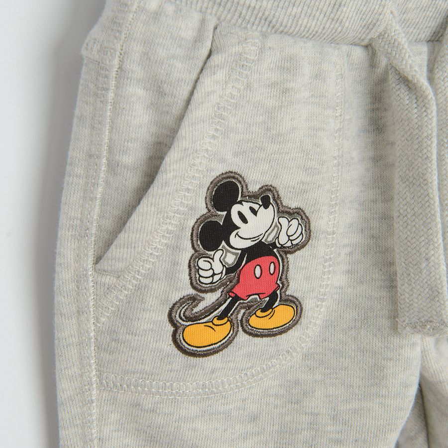 Φόρμα γκρι με λάστιχο και στάμπα Mickey Mouse