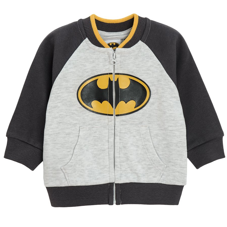 Ζακέτα με φερμουάρ γκρι με στάμπα BATMAN