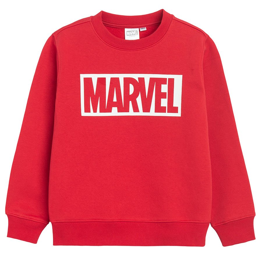 Σετ κόκκινο φούτερ μακρυμάνικο με στάμπα MARVEL και φόρμα παντελόνι κόκκινο με στάμπα ήρωες της MARVEL