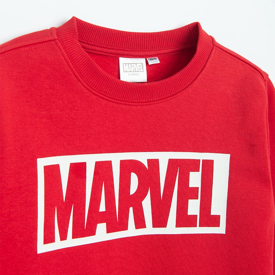 Σετ κόκκινο φούτερ μακρυμάνικο με στάμπα MARVEL και φόρμα παντελόνι κόκκινο με στάμπα ήρωες της MARVEL