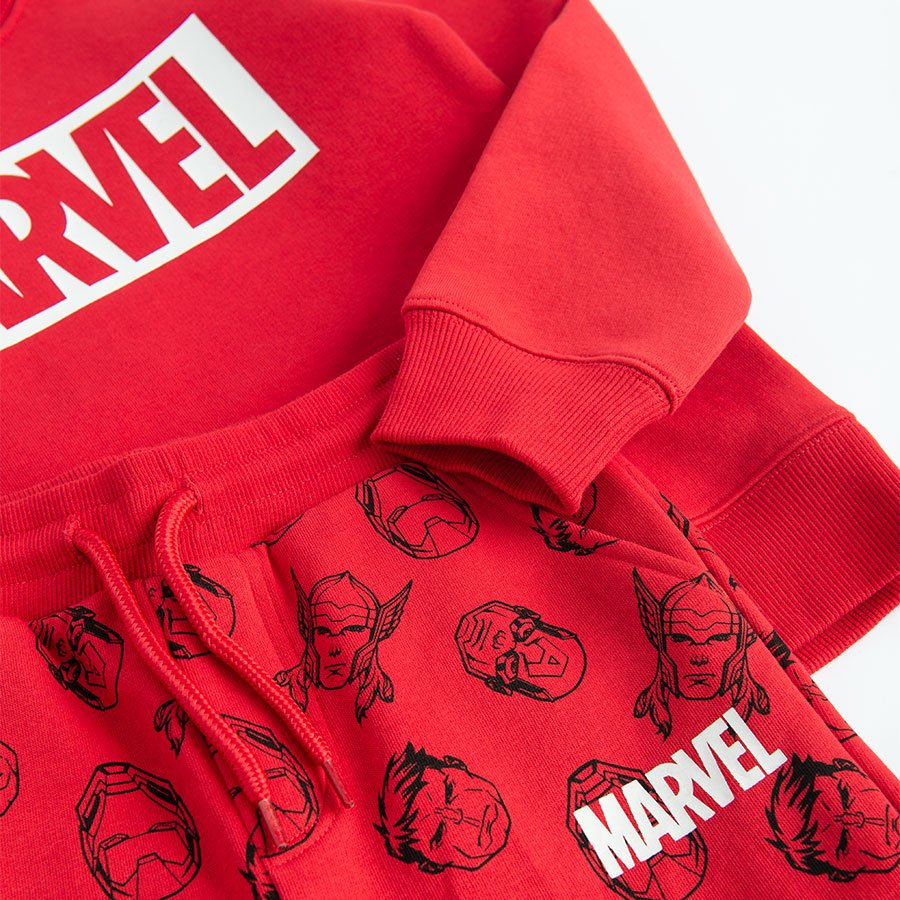 Σετ κόκκινο φούτερ μακρυμάνικο με στάμπα MARVEL και φόρμα παντελόνι κόκκινο με στάμπα ήρωες της MARVEL