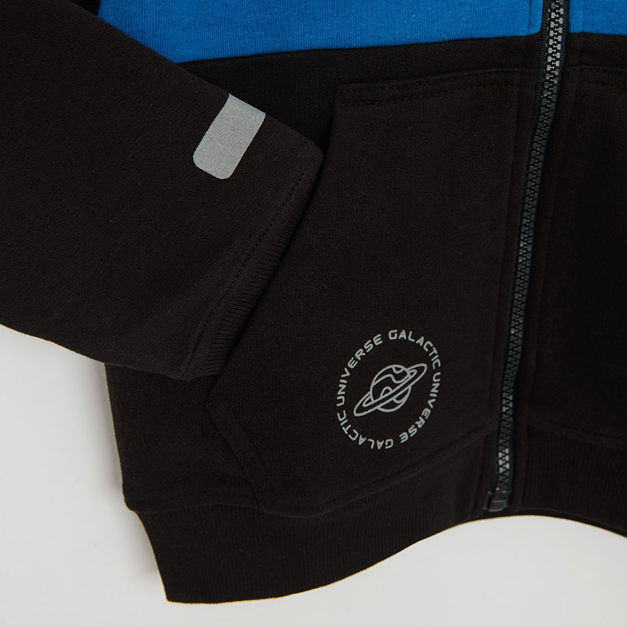 NASA blue, white and black zip through sweatshirt