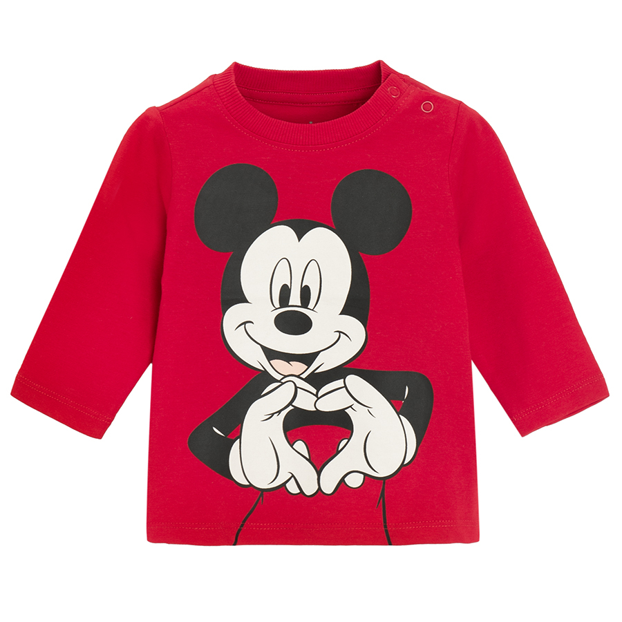 Μπλούζα μακρυμάνικη κόκκινη με στάμπα MICKEY MOUSE DISNEY