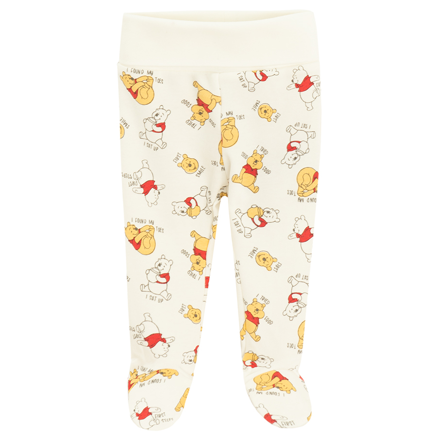Winnie the Pooh white and yellow footed leggings