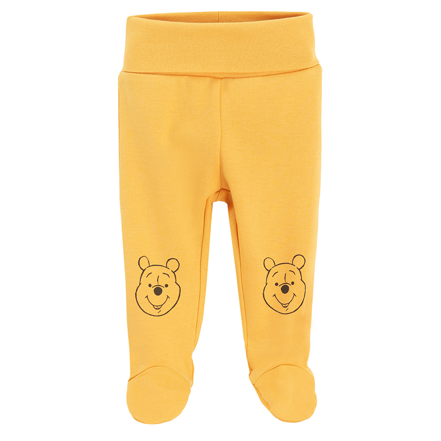 Winnie the Pooh white and yellow footed leggings