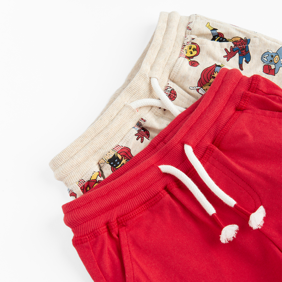 Marvel red and light grey shorts- 2 pack