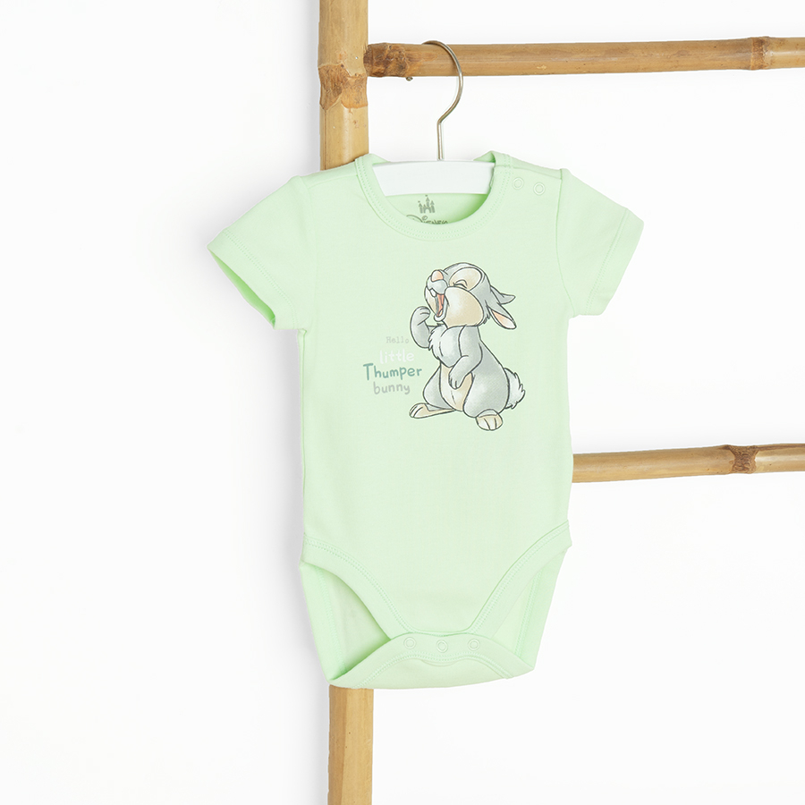 Bambi white, yellow and mint short sleeve bodysuits- 4 pack