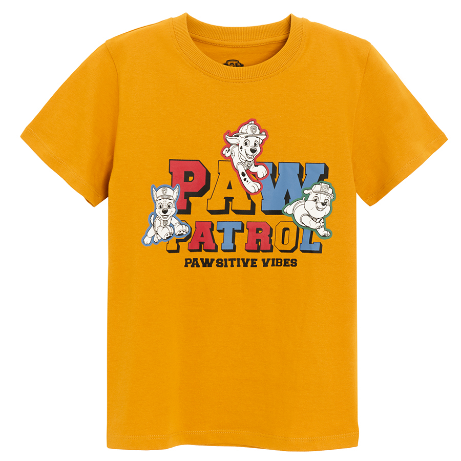 Μπλούζα κοντομάνικη κίτρινη με στάμπα PAW PATROL PAWSITIVE VIBES