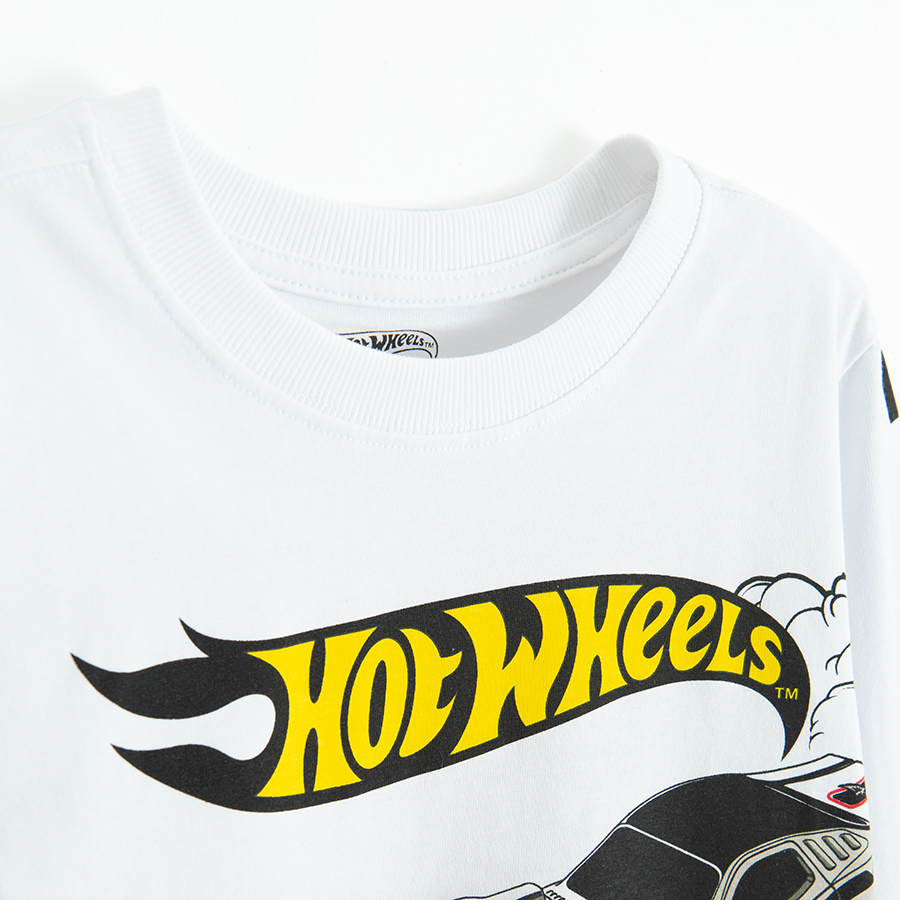 Μπλούζα μακρυμάνικη λευκή με στάμπα HOT WHEELS