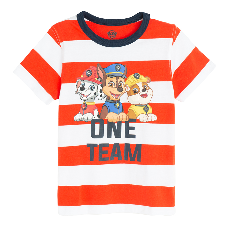 Paw Patrol white and red T-shirt and blue shorts set- 2 pieces