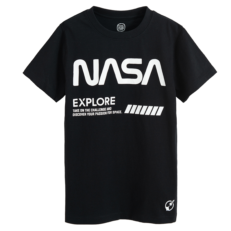 Μπλούζα κοντομάνικη 2 τμχ λευκή και μαύρη με στάμπα NASA