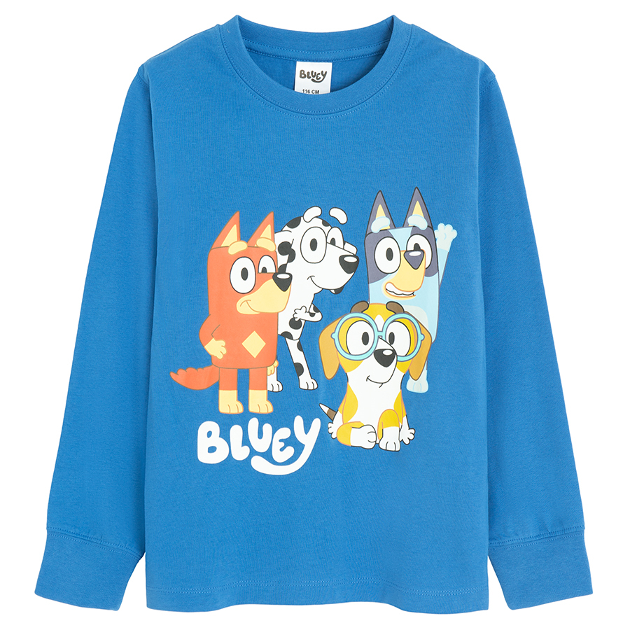 Μπλούζα μακρυμάνικη μπλε με στάμπα BLUEY