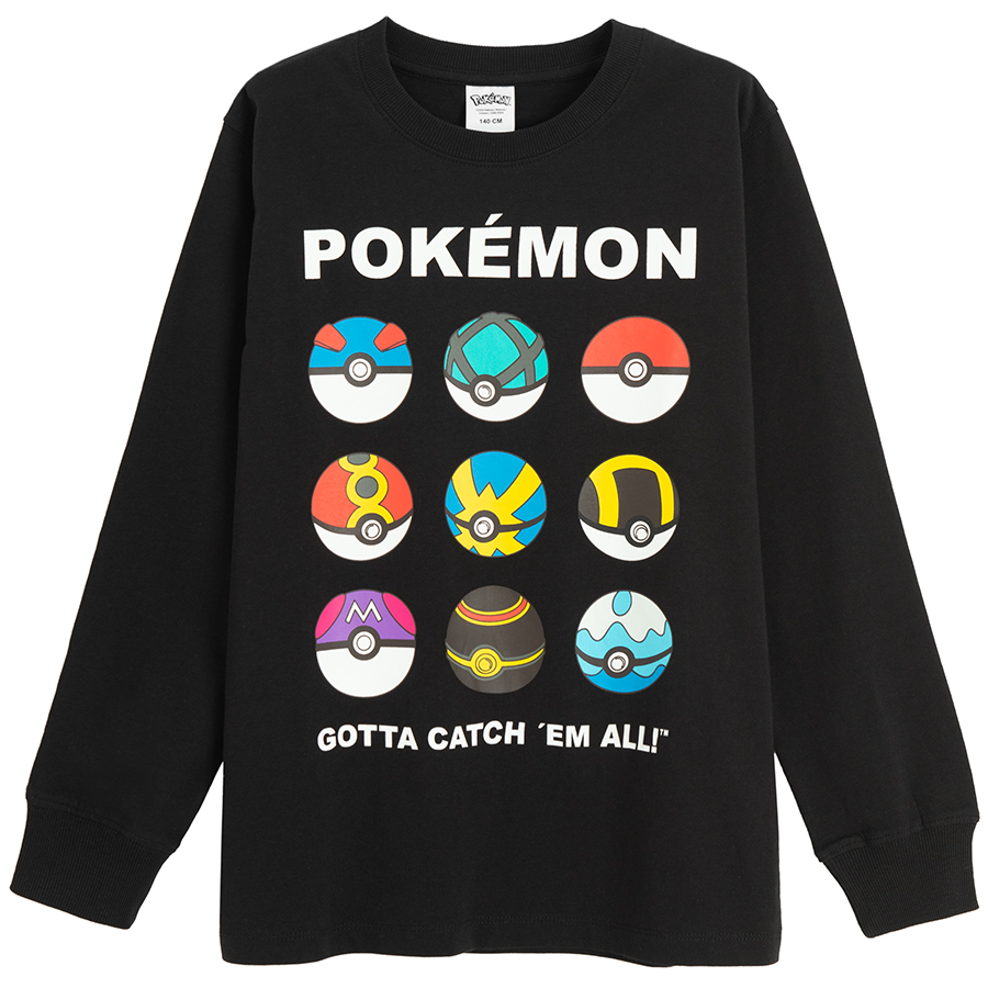Μπλούζα μακρυμάνικη μαύρη με στάμπα POKEMON