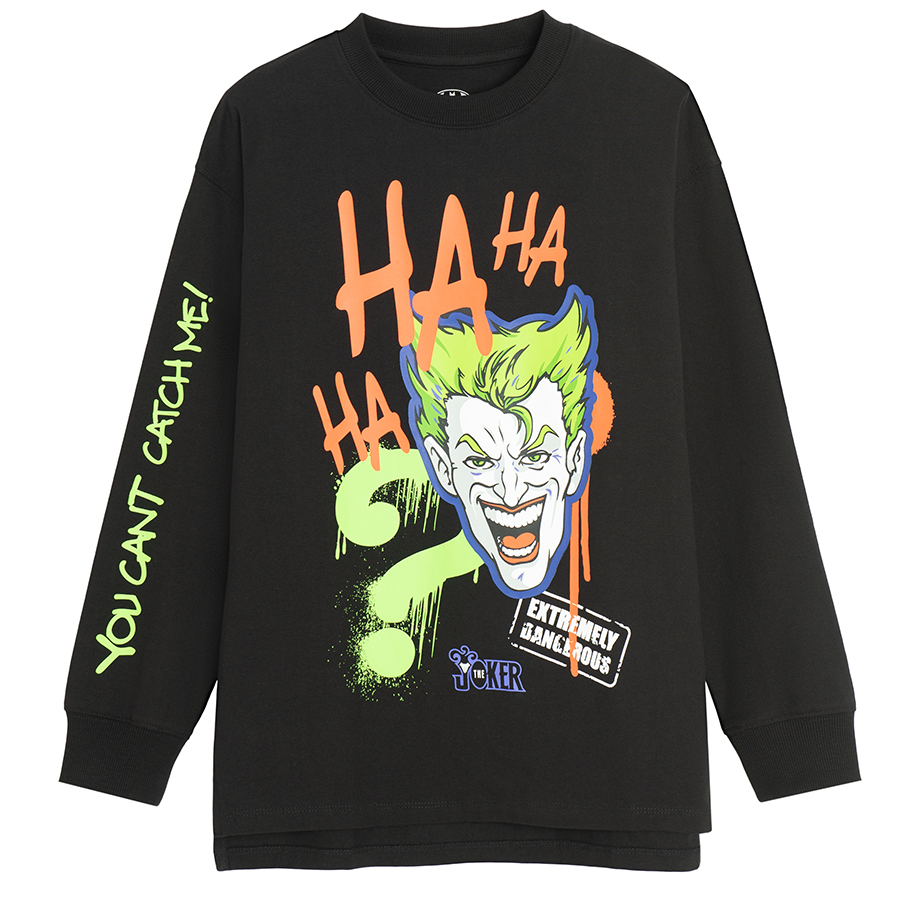 Μπλούζα μαύρη μακρυμάνικη με στάμπα Joker