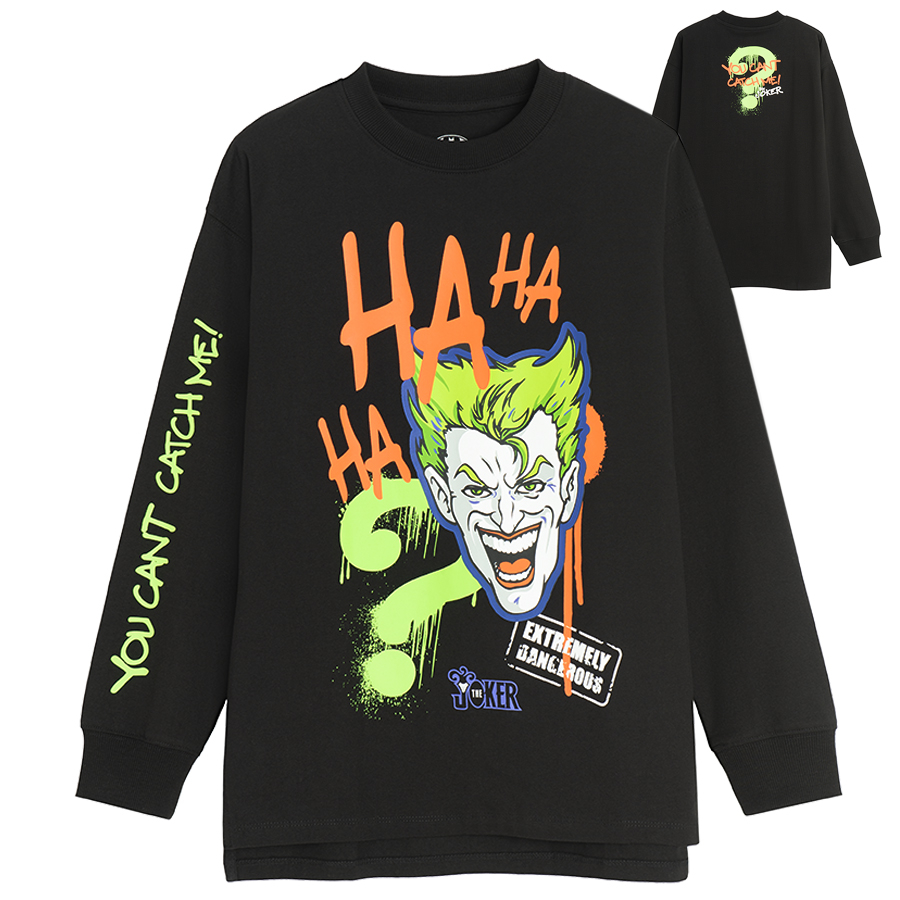 Μπλούζα μαύρη μακρυμάνικη με στάμπα Joker